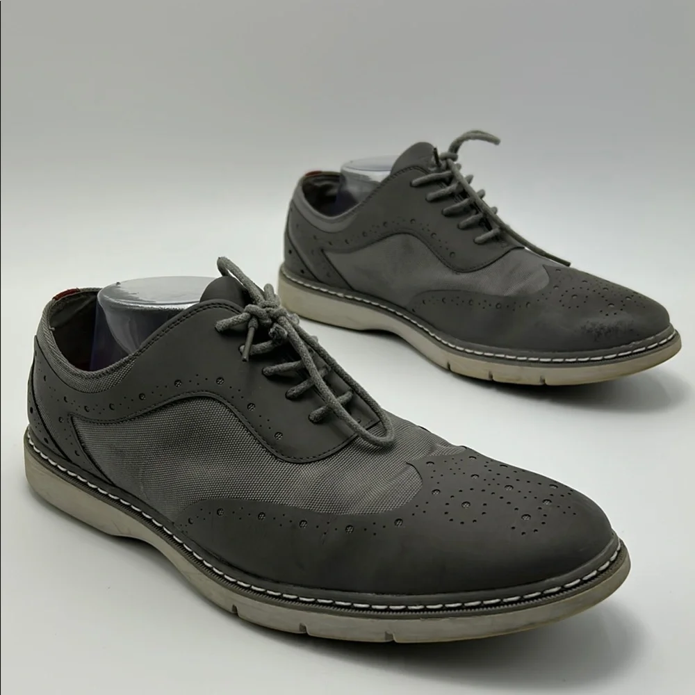 Stacy Adams Gray Oxford Dress Shoes Men's  Brogue Detailing Leather  9.5 M